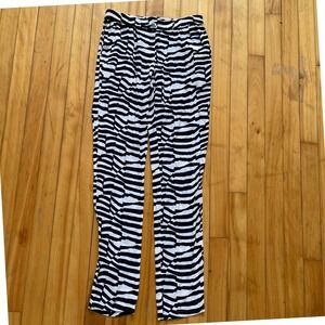 Armani Jeans Black White Zebra Print Wide Leg Pants Women's Size 38